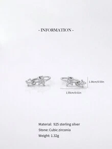 1 pieza Delicado juego de pendientes de aro abrazador de plata de ley 925 con flores y círculos, con Zirconia colgante, pendientes de oro hipoalergénicos para uso diario de mujer