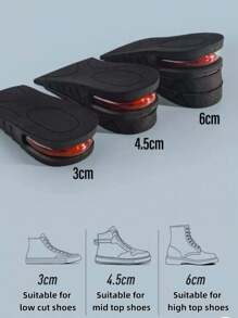 1 Pair Of Invisible Detachable Height Increasing Insoles, Soft And Comfortable Insoles