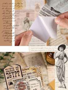 24 sztuki różnych wzorów samoprzylepnego papieru do zrobienia starego stylu retro naklejki tekstowej retro tło torby dekoracja torebki DIY naklejka torba angielskie zwroty i zabytkowe figury ręka konto materiał dekoracyjne naklejki odpowiednie do notatnika zaproszenie karta kolaż