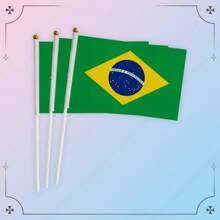 3pcs Hand-Waved World Country Flag Pole For Football Game Fans Cheering, Made Of Polyester Fabric, Suitable For Match Support, Home Decor, Outdoor Garden Decor - Multicolor - View 7