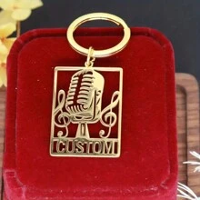 Custom Engraved Stainless Steel Keychain With Music Note And Microphone Pendant - Personalized Nameplate, Loss Resistant, Great For Musicians And Music Lovers, Perfect Holidays, Graduations, Music Gifts