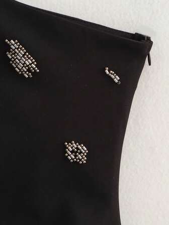 ZEVITY 女式不对称串珠装饰无袖上衣，简约时尚日常休闲