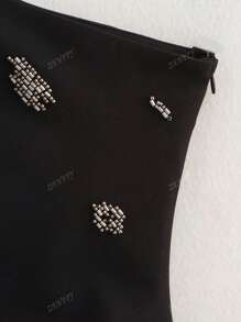 ZEVITY Women's Asymmetric Beaded Decor Sleeveless Top, Simple Fashion Daily Casual