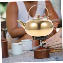 1件大容量加厚不锈钢玲珑茶壶花茶壶酒店餐厅自助餐厅茶壶带盖茶壶水壶户外露营 - 金色 - 查看 4