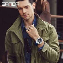 SANDA. SANDA 男士石英表，户外军用运动防水计时闹钟数字 LED 电子腕表 - 均碼 - 查看 8
