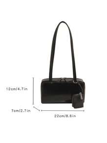 2025 新款时尚 2 件单肩手提包套装带零钱包，手提包适合女性日常使用、办公室通勤、度假、节日、聚会、礼物 - 黑色 - 查看 8