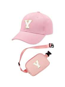 2pcs Set Personalized 26 Letter Kids Baseball Cap & Shoulder Bag, 1pc Fashion Letter Side Bag, Suitable For Girls & Boys Daily Outings
