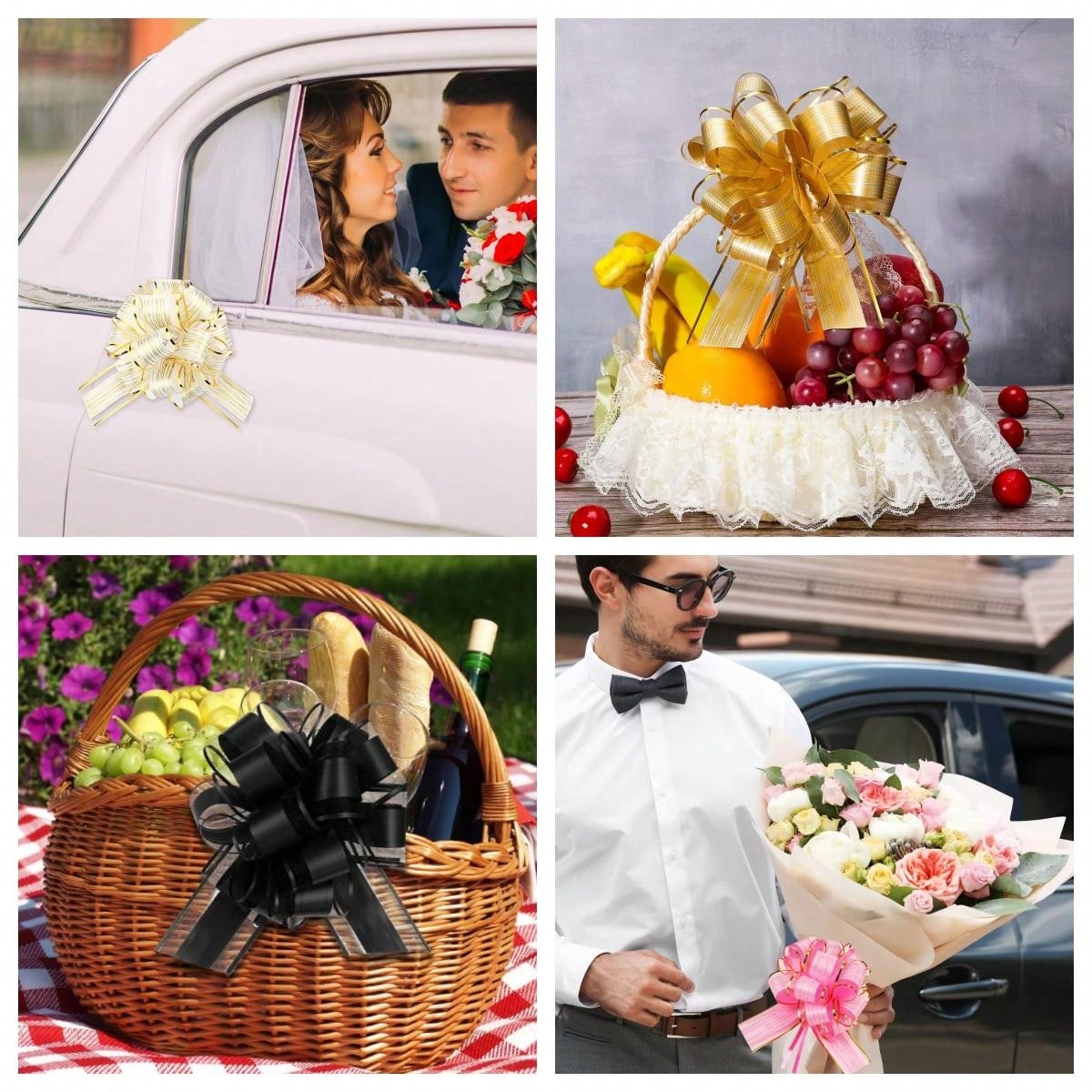 100 Pièces Cadeau Nœud, Nœuds À Tirer, Nœud De Ruban De Noël, Nœuds De