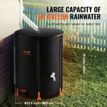 Barril de Lluvia Plegable, 66 galones/250 l, Sistema de Recogida de Agua de Lluvia portátil de PVC con espitas y Kit de desbordamiento, Barril de Agua para colector de Agua de jardín - 1 - Ver 4