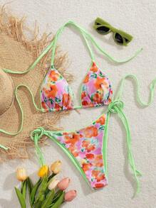 Biquíni sexy com estampa elástica alta, 2 peças, para mulheres, secagem rápida, macio e agradável à pele, estilo europeu e americano, sustenta o busto, design estampado adelgaçante, novo biquíni para praia, festa na piscina, resort