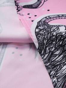 男士休闲短袖衬衫，夏季假期火烈鸟印花 - 淺粉色 - 查看 6