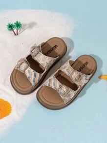 1 Pair Girls Rhinestone Cloud Pattern PU Flat Cute Fashionable Slippers, Suitable For Spring, Summer, Autumn - White - View 5