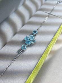 1 pieza Pulsera de mujer de plata 925 con piedras naturales, regalo para compromiso, boda, fiesta, uso diario, Día de San Valentín, piedra natal