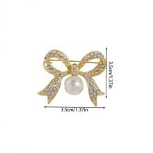 1pc Delicate Pearl Brooch With Bow, Corsage Accessory Pin For Suit Coat, Suitable For Daily Wear, Ideal Wedding Gift