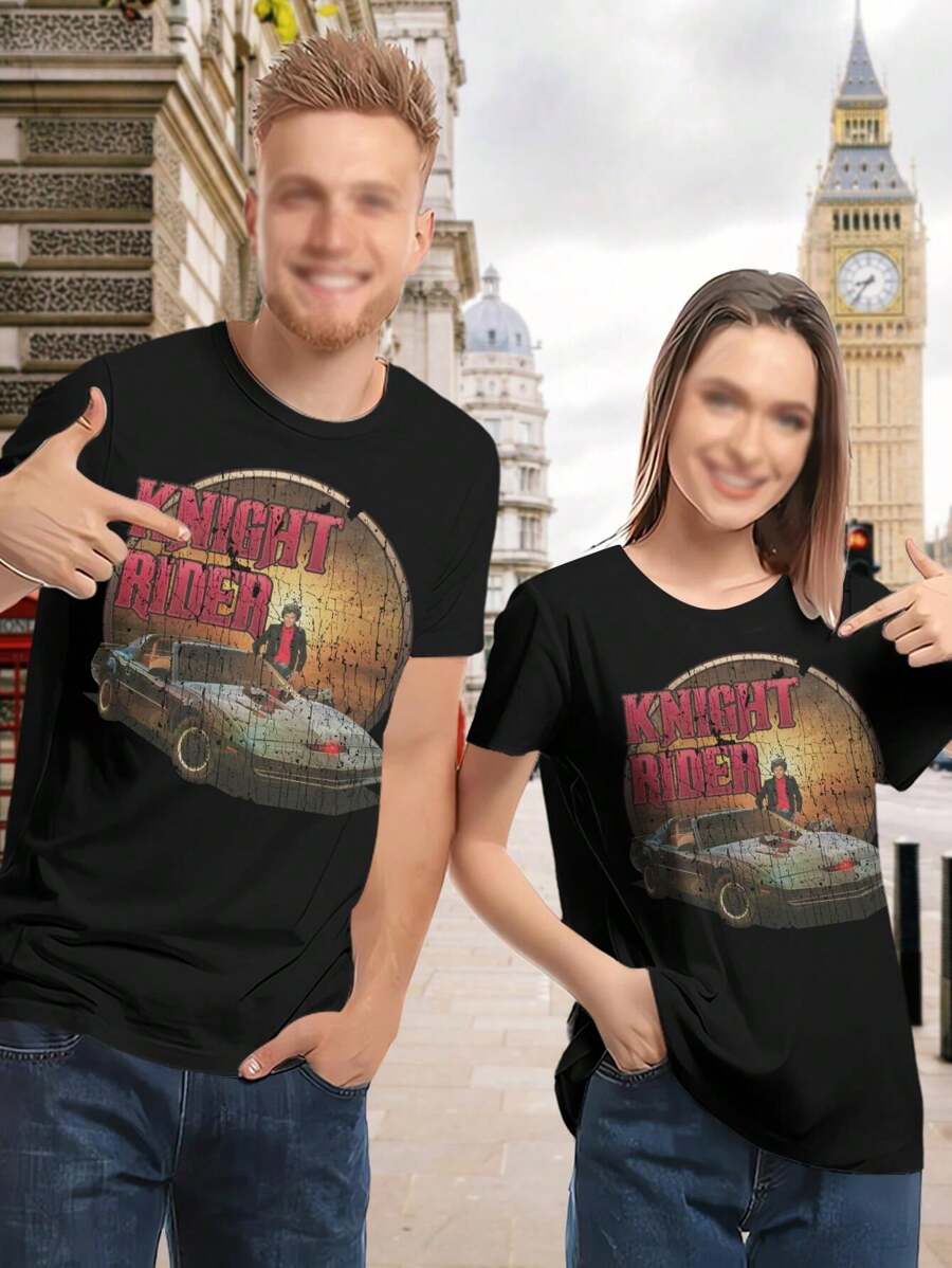 Knight Rider Ladies' T-Shirt | Retro 80s TV Show Tee | Classic Knight Rider Shirt For Women - Black - View 1