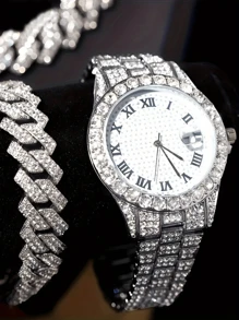 DQG 全新高端商务男士圆形石英表 + 时尚配饰套装，非常适合情人节、生日和圣诞节等场合