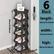 9-Tier Narrow Entrance Plastic Shoe Rack, Space Saving Freestanding Shoe Organizer For Closet, Hallway
