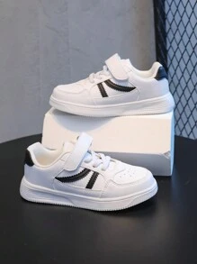 1 Pair New Kids' Shoes, Children's Black Shoes, White Casual Sneakers, Comfortable Girls' Small White Shoes, Sports Shoes, Boys' School Shoes, Party Shoes, Boys' White Sneakers, Leisure Shoes