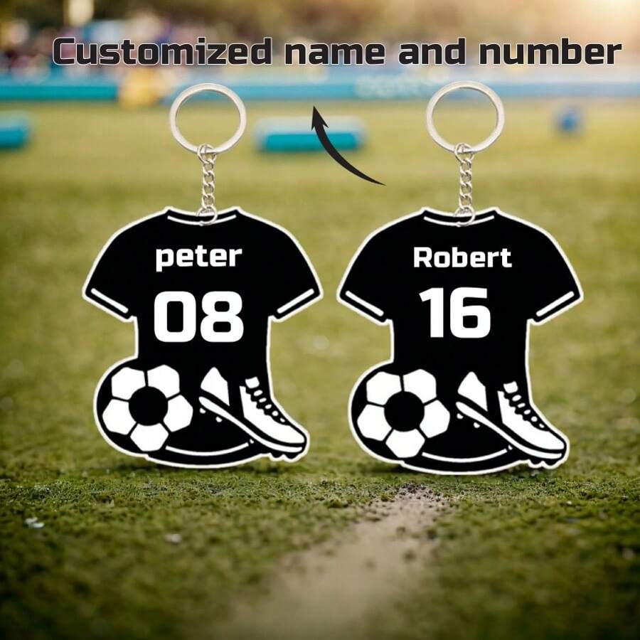1pc Customized Name & Number Football Lover Acrylic Keychain, Personalized Gift For Him, Friends, Family, Lover, Special Occasion, Memorial Day, Engraved,Stainless,Colorful,Cute,Adorable,Funny,Kawaii,Y2K,Stylish,Unisex,Casual,Custom,Personalized,Unique,Customized,Ideal Gifts For Him,Ideal Gifts For Her,Her,Boyfriend,Girlfriend,Family,Friends,For Anniversaries,For Valentine's Day,For Mother's Day,For Birthdays,For Children's Day,For Father's Day,For Graduation,For Weddings,For Housewarming,Chic Autumn,Apparel Accessories,Customized Keychains & Accessories