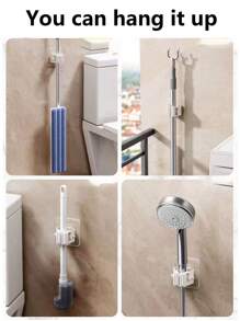 1/3pcs Mop Hook, No-Drill, Strong Adhesive Wall Hanging, Household Storage Mop Clip, Bathroom Hanging Artifact, Load-Bearing Bathroom - Multicolor - View 8