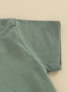 Toddler Baby Boy Short Sleeve Crew Neck T Shirt Pullover Sweatshirt Summer Basic Tee Solid Casual Clothes - Green - View 6