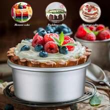 10 piezas/5 piezas/1 pieza Molde de pastel de esponja de aluminio mini, molde de pastel vasco antiadherente, herramienta de horneado para uso doméstico - Multicolor - Ver 10