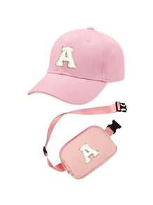 2pcs Set Personalized 26 Letter Kids Baseball Cap & Shoulder Bag, 1pc Fashion Letter Side Bag, Suitable For Girls & Boys Daily Outings