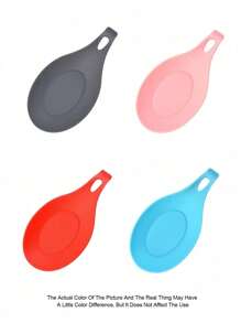 1pc Black Silicone Spoon Rests, Kitchen Scoop Bracket Stand, Multi-Functional Soup Spoon Mat, Easy-Clean Flavor Dish Rests, Spoon Shelf Utensil Spatula Holder, For Kitchen And Restaurant Use, Protects Tableware From Heat Damage, For Cooking