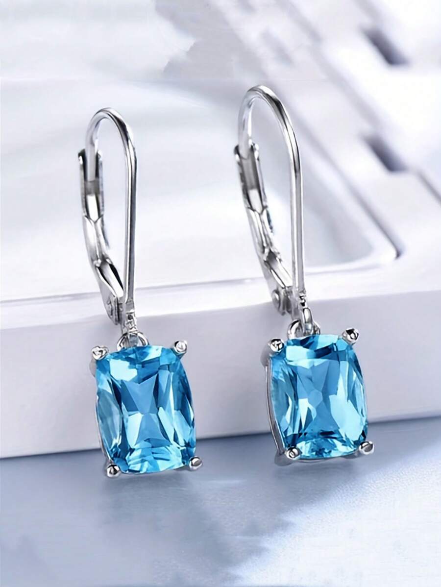 1 对经典方晶锆石耳坠，适合女士结婚纪念日订婚派对珠宝情人节礼物、妈妈、母亲、母亲节、礼物 - 1# - 查看 1