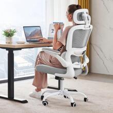 TRALT - Silla de Oficina ergonómica, 330 Libras para el hogar, sillas de computadora de Oficina con Ruedas, cómoda Silla de Juegos (Blanco) - Gris - Ver 1