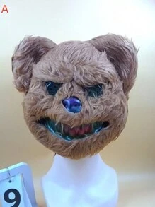 1 pieza Máscara facial de peluche con cara de oso famoso en internet, máscara de peluche de conejo animal lindo para fiesta de Halloween, mascarada