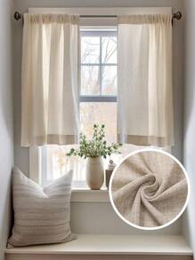 Cirelle 1 pieza de cortina de lino y voile - Estilo japonés moderno de lino, diseño de bolsillo para barra, adecuado para sala de estar y dormitorio - Cortina translúcida y filtrante, cortina para sala de estar, cortina para dormitorio