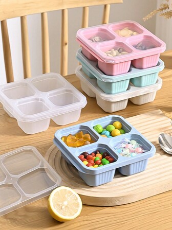 3 件/1 件 4 格带盖午餐盒、便当盒、食物储存容器、大容量成人餐盒（带隔板）、微波炉适用食物储存盒、适合办公室职员和学生使用的便携式午餐袋、水果盘学校用品（返校）