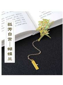 Vintage Chinese Style Floral Copper Bookmarks, Decorative Metal Collectibles, Exquisite Crafts, Christmas Gift - Multicolor - View 5