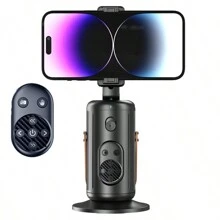 Faltbarer KI-Smarttracking Smartphone Gimbal mit Fernbedienung, Gesichtserkennung, 360° Rotation, Live-Streaming, Selfie, Tischhalterung für Smartphone