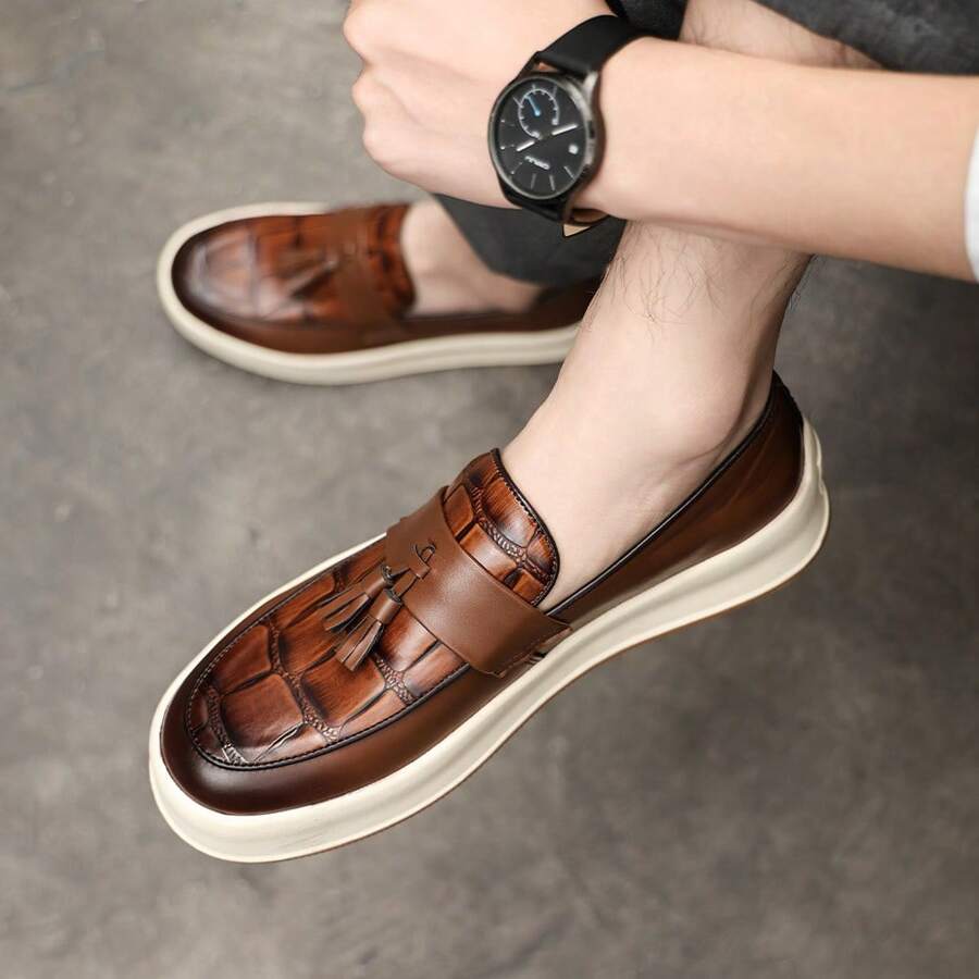 Stylish Leather Shoes For Men - Classic Men Dress Shoes - Elegant And Comfortable Loafers For Men - Casual Leather Loafers Men Shoes - Perfect For Work, Parties, And Daily Wear