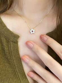 1 件优雅 925 纯银镀 19K 金红宝石项链，女士花卉设计奢华项链，适合日常、派对佩戴、生日礼物 - #1 - 查看 4