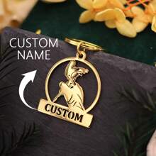 1pc Stainless Steel Personalized Keychains, Customized Forest Deer Name Keychain, Customized Tooth Letter Keychain, Customized Animal Bat Keychain,Laser Engraved Nameplate Pendant Keyrings, Custom Text Name Date Key Chains, Birthday Love Gift Jewelry