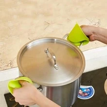 2 Pieces Black Silicone Oven Mitts - Heat Resistant, Textured Grip With Hanging Loop, Suitable For Kitchen - Great For Cooking And Baking, Oven Gloves And Pot Holders - Multicolor - View 5