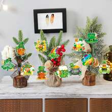 12Pcs Irish Ornaments Shamrock Gnome Beers Top Hat Hanging Decorations For Home Holiday Party Favors