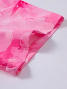 男士休闲短袖衬衫，夏季度假夏威夷花卉印花 - 淺粉色 - 查看 6