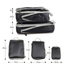 Cubos de embalaje plegables y compresibles, bolsa de almacenamiento de viaje impermeable, maleta de nailon, portátil con bolso, organizador de equipaje - Rojo - Ver 4