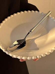 1 件优雅纯色小腰意大利面勺叉套装，304 不锈钢材质餐勺，长柄汤勺叉餐具套装，家庭使用，学校用品 - 彩色 - 查看 8