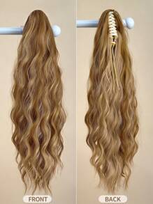 Klaue Pferdeschwanzverlängerungs Haarzubehör 24-26 Zoll Braune Blonde Lange Natürliche Welle, Hitzebeständige Synthetische Faser Pferdeschwanz Haarstück Für Mädchen Frauen, Tägliche Verwendung