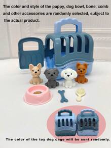 8pcs/Set Kids Play House Pet Toys, Random Color Dog Accessories Mini Toy Dog Cage Play Set, Party Gifts For Thanksgiving, Easter, Christmas,Small Toys For Kids,Sensory Bin,Doctor Toys