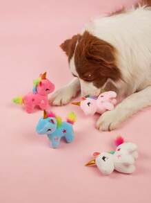 1 pièce Mignon Poupée en peluche de compagnon animal de dessin animé à motif licorne, douce et sûre, poupée non mâchable (couleur aléatoire)