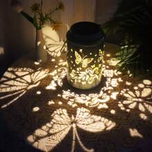 1pc Solar Powered Tree-Patterned Lantern, Outdoor Waterproof Vintage Metal LED Large Tree Decorative Light, Solar Garden Yard Lawn Lamp For Garden Decoration, Patio, Porch And Lawn Lighting, Eid Decoration