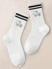 1 Pair Of Men's/Women's/Couple Mid Length Socks, Personalized, Fun, Colorful, Creative Cartoon Design, Holiday Gift, Comfortable And Breathable, Enhancing Family Atmosphere, Fashionable And Novel, Anime, Crazy, Multi-Color, Fun Neutral Socks