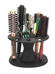 1 PIEZA Organizador de cepillo de pelo redondo de calidad profesional de salón - Soporte de herramienta de estilo de plástico con múltiples compartimentos para cepillos, peines y accesorios, perfecto para baños del hogar y uso en el salón