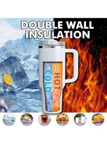 Valentine's Day Gifts 40 OZ Cup With Handle And Straw, 40OZ / 1.18 L Stainless Steel Double Wall Vacuum Insulated Tumbler With Lid And Straw For Water, Iced Tea Or Coffee, Smoothie And More, 40 Ounce Large Capacity Portable Reusable And Convenient Stainless Steel Water Bottle, Travel Mug, Coffee Mug, Car Mug, Water Cup, Outdoor Camping, Driving, Birthday Gift, Christmas Holiday Gift For Women Men Him Her Trek Collection, Handy Cup For Ice Drinks & Hot Drinks - Butterfly Pink - View 4